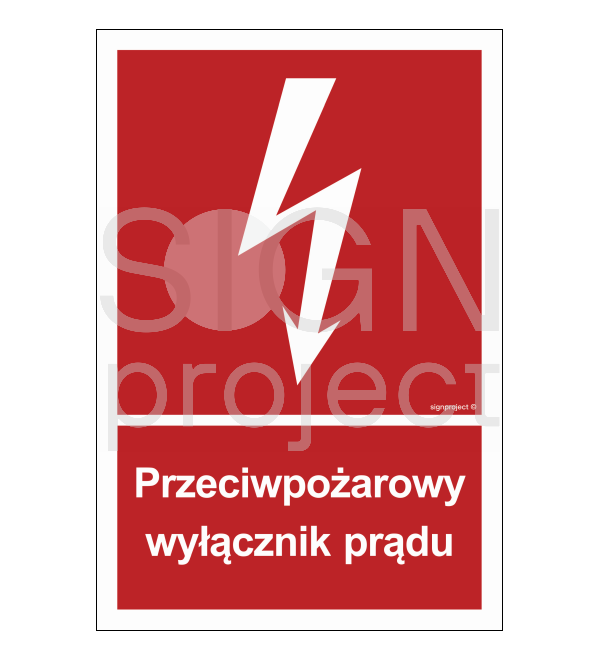 Znak przeciwpożarowy wyłącznik prądu fotoluminescencyjny