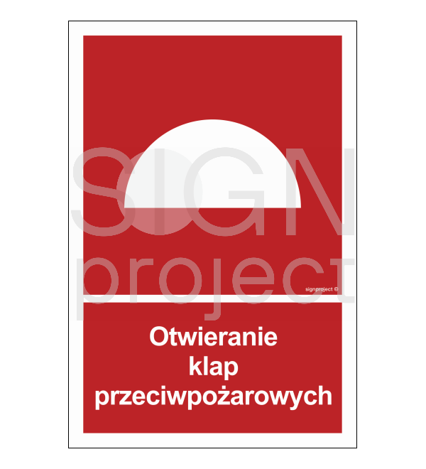 Znak otwieranie klap przeciwpożarowych fotoluminescencyjny