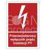 Znak przeciwpożarowy wyłącznik prądu instalacji pv fotoluminescencyjny