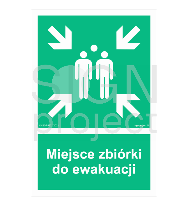 Znak miejsce zbiórki do ewakuacji