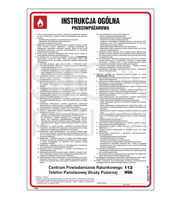 Znak instrukcja przeciwpożarowa ogólna